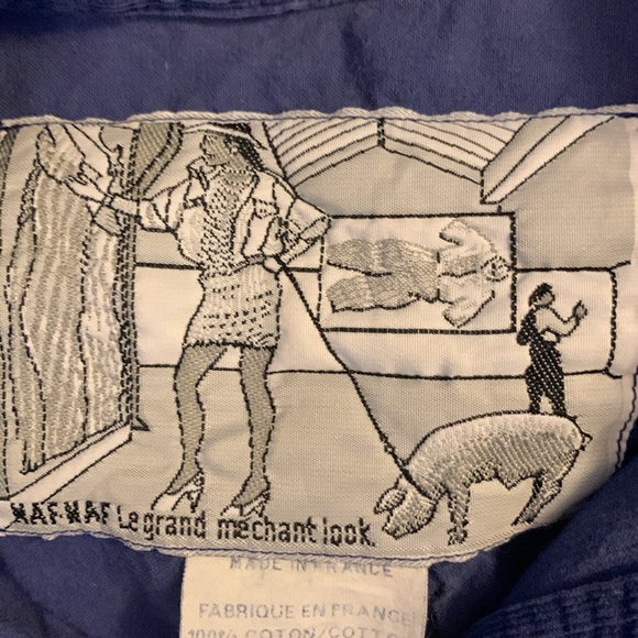 NAF NAF PARIS FRANCE FRENCH INDIGO COBALT BLUE CORDUROY SHIRT - Picture 7 of 13